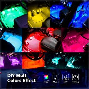 img 3 attached to 🚗 MICTUNING RGB Car Interior Lights - Upgraded 2-in-1 Design - 4pcs 48 LED Strip with APP and Remote - Music Sync - Waterproof Multicolor Under Dash Lighting Kit - Car Charger DC 12V