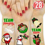 🎄 set of 28 glittery fetti christmas decorations tattoos - perfect merry christmas party favors, festive stocking stuffers for xmas tree, lights, santa, and more! logo