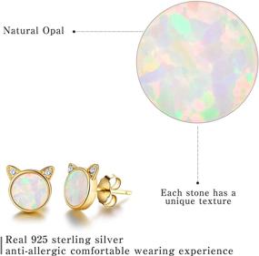 img 2 attached to 🐱 Esberry Opal Cat Stud Earrings - Perfect Christmas & Sweet 16 Gifts for Girls | 14K Gold Plated Sterling Silver - Hypoallergenic & Cute Cat Design | Ideal Gifts for Women, Girls, Mom, Wife, Girlfriend