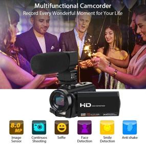 img 2 attached to 🎥 High Quality Video Camera Camcorder with Microphone, Remote Control, and 2 Batteries - FHD 1080P 24.0MP 3.0 Inch Screen, 16X Digital Zoom, YouTube Vlogging Recorder with 270 Degree Rotation