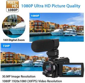 img 3 attached to 🎥 High Quality Video Camera Camcorder with Microphone, Remote Control, and 2 Batteries - FHD 1080P 24.0MP 3.0 Inch Screen, 16X Digital Zoom, YouTube Vlogging Recorder with 270 Degree Rotation