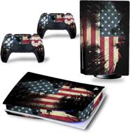 🎮 domilina ps5 skin stickers: full body vinyl decal cover with american flag design for playstation 5 disk edition console & controllers логотип