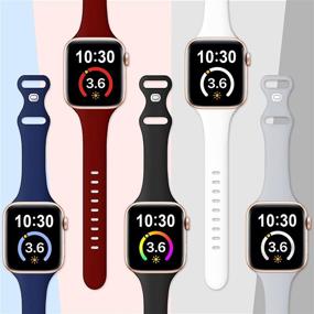 img 3 attached to 🌈 EOMTAM 5-пакет узких спортивных браслетов для Apple Watch 38мм 40мм 41мм - Цветные тонкие силиконовые мягкие запасные ремешки для запястий для iWatch Series 7 6 5 4 3 2 1 SE (38мм/40мм/41мм, Цвет2)