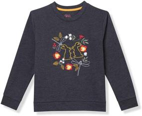 img 2 attached to 👚 Stylish and Trendy A for Awesome Girls French Terry Long Sleeve Top with Embroidery Graphic - Perfect for Fashionable Girls