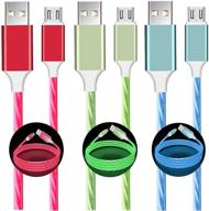 ⚡️ fast charging led micro usb cable [3 pack 3ft], visible flowing light cord for samsung, lg, motorola, android devices - great for car, night time & more (blue/red/green) logo
