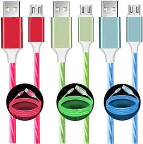 img 4 attached to ⚡️ Fast Charging LED Micro USB Cable [3 Pack 3FT], Visible Flowing Light Cord for Samsung, LG, Motorola, Android Devices - Great for Car, Night Time & More (Blue/Red/Green)