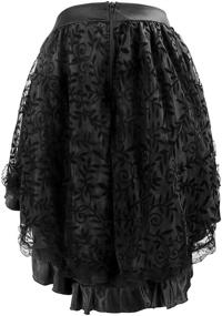 img 3 attached to 🖤 Charmian Women's Steampunk Retro Gothic Vintage Satin High Low Skirt: A Captivating Fusion of Elegance with Modern Design!