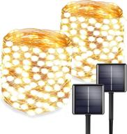 🌞 enhanced 2-pack 200 led solar fairy lights: super bright outdoor string lights for garden patio decorations (warm white) logo