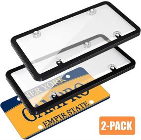 img 4 attached to 🚗 GAMPRO Car License Plate Covers and Frames Combo, 2-Pack License Plate Frame Holder Shield for Standard US 6x12 inches License Plates, Screws Included (Clear)