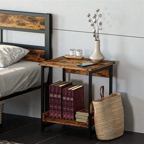 img 1 attached to Ironck Nightstand with Wireless Charging: Stylish 2 Tier Industrial End Table for Small Spaces