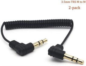 img 2 attached to 🎧 Aukeer 3.5mm Audio Cable, 2-Pack - 30cm Coiled 3.5mm Headphone Cable, 90° 1/8" TRS Jack Male to Male Stereo Aux Coiled Cord (Up to 50cm)