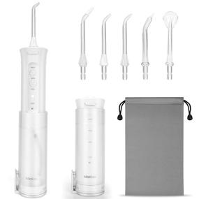 img 4 attached to 🚿 2020 Newest High Pulse Rechargeable Cordless Water Flosser H2ofloss Teeth Pick for Travel with 5 Interchangeable Jet Tips, White – Ideal for Braces, Bridges Care; IPX7 Waterproof
