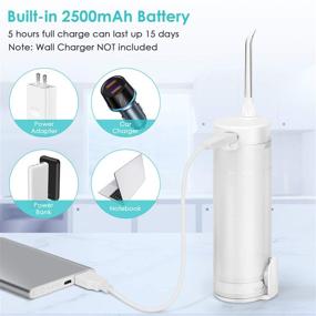 img 2 attached to 🚿 2020 Newest High Pulse Rechargeable Cordless Water Flosser H2ofloss Teeth Pick for Travel with 5 Interchangeable Jet Tips, White – Ideal for Braces, Bridges Care; IPX7 Waterproof