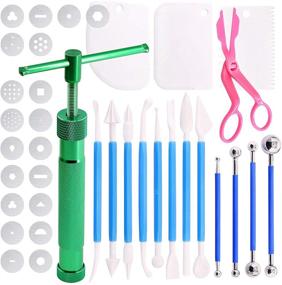 img 4 attached to 🔫 Versatile 36Pcs Green Clay Extruder Gun: Sculpt, Decorate & Model with Swpeet Sugar Paste Extruder