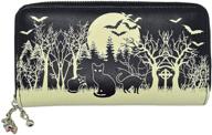 🧙 lost queen woodland wallet: black cats, bats & skull charm – gothic, wiccan, vegan zip around wallet logo