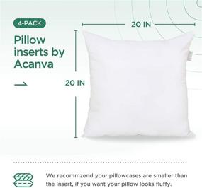 img 1 attached to 🛋️ Acanva Square Premium Throw Pillow Inserts - Microfiber Filled, Lumbar Support Decorative Stuffers for Sofa, Bed, Couch & Chairs - 20x20, White - Pack of 4