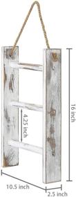 img 2 attached to 🧺 MyGift Farmhouse Whitewashed Wood Towel Ladder - Set of 2: Wall Hanging Mini Hand Towel Rack with Top Rope