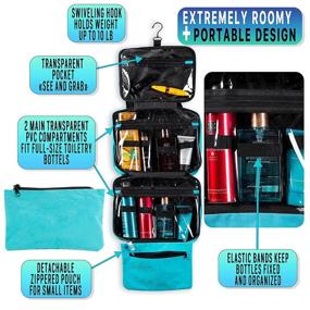 img 2 attached to 💼 Turquoise Hanging Travel Cosmetic Bag for Women - Versatile Makeup and Toiletry Bag with Multiple Pockets