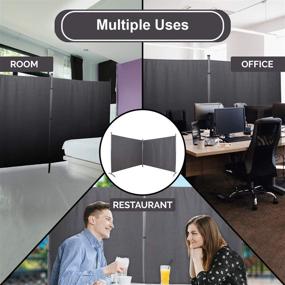 img 1 attached to 📏 Grey Double Unit Room Divider: Office, Classroom & Dorm Privacy Screen, 142" W x 72" H