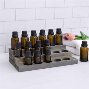 img 3 attached to 🏺 Stylish 3-Tier Vintage Grey Wood Display Stand for 17-Bottle Essential Oil Collection - MyGift