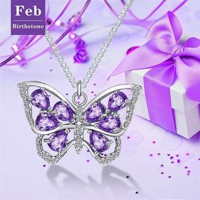 img 2 attached to 🦋 S925 Sterling Silver Butterfly Birthstone Pendant Necklace for Women and Girls - Premium Cubic Zirconia Jewelry - Perfect Mother's Day, Christmas, and Birthday Gifts
