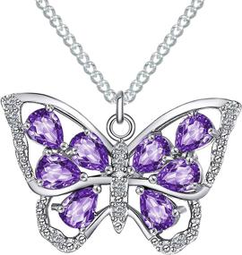img 4 attached to 🦋 S925 Sterling Silver Butterfly Birthstone Pendant Necklace for Women and Girls - Premium Cubic Zirconia Jewelry - Perfect Mother's Day, Christmas, and Birthday Gifts