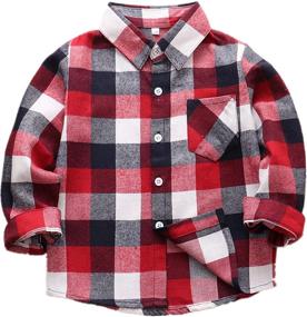 img 4 attached to Premium Little Boys' Flannel Shirts: Amasslove Clothing Collection for Tops, Tees & Shirts