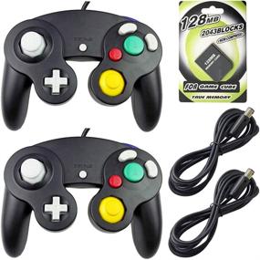 img 4 attached to AreMe 2-Pack GameCube Controllers Bundle with Extension Cables and 128MB Memory Card for Wii Gamecube GC Console (Black) - Improved SEO