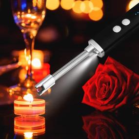 img 1 attached to 🔥 USB Rechargeable Arc Lighter with Long Flexible Neck - Windproof Electric Candle Lighter for Candles, Grill, Gas Stoves, Camping, Fireworks (Black)