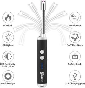 img 3 attached to 🔥 USB Rechargeable Arc Lighter with Long Flexible Neck - Windproof Electric Candle Lighter for Candles, Grill, Gas Stoves, Camping, Fireworks (Black)