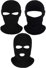 img 4 attached to Adult Winter Balaclava Face Covering - Knit Full Face Cover, Thermal Ski Mask