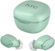 наушники htc bluetooth 5.0 true wireless с кейсом для зарядки - премиальные беспроводные наушники с глубоким басом для звонков и спорта, наушники с сенсорным управлением и встроенным микрофоном - зеленые логотип