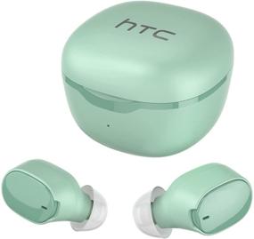 img 4 attached to Наушники HTC Bluetooth 5.0 True Wireless с кейсом для зарядки - премиальные беспроводные наушники с глубоким басом для звонков и спорта, наушники с сенсорным управлением и встроенным микрофоном - зеленые