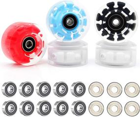 img 4 attached to 🌟 VAKA Luminous Light Up Quad Roller Skate Wheels 4 Pack - Pop Quad Roller Skate Wheels 32mm x 58mm with BankRoll Bearings Installed