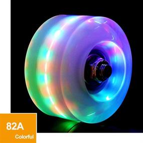 img 3 attached to 🌟 VAKA Luminous Light Up Quad Roller Skate Wheels 4 Pack - Pop Quad Roller Skate Wheels 32mm x 58mm with BankRoll Bearings Installed