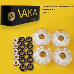 img 2 attached to 🌟 VAKA Luminous Light Up Quad Roller Skate Wheels 4 Pack - Pop Quad Roller Skate Wheels 32mm x 58mm with BankRoll Bearings Installed