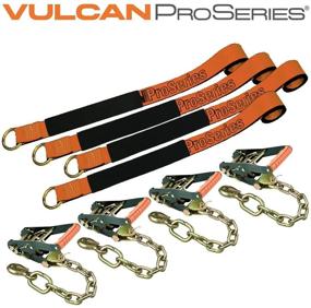 img 3 attached to 🔒 VULCAN PROSeries 4 Pack - 2 Inch x 96 Inch Car Tie Down Chains - Lasso Style - 3,300lb Safe Working Load