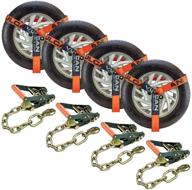 🔒 vulcan proseries 4 pack - 2 inch x 96 inch car tie down chains - lasso style - 3,300lb safe working load logo