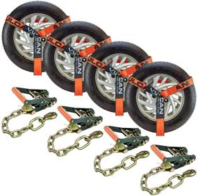 img 4 attached to 🔒 VULCAN PROSeries 4 Pack - 2 Inch x 96 Inch Car Tie Down Chains - Lasso Style - 3,300lb Safe Working Load