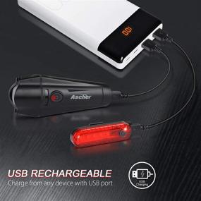 img 3 attached to 🚴 Ascher USB Rechargeable Bike Light Set - Ultra Bright Front Headlight and Back Taillight for Road Mountain Cycling - Powerful, 4 Light Modes - Easy Install for Men, Women, and Kids