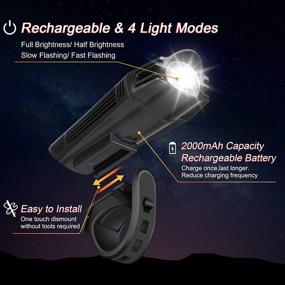 img 2 attached to 🚴 Ascher USB Rechargeable Bike Light Set - Ultra Bright Front Headlight and Back Taillight for Road Mountain Cycling - Powerful, 4 Light Modes - Easy Install for Men, Women, and Kids