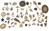 🔒 100pcs all-in-one mixed antique bronze alloy pendants beads charms jewelry findings: animals, trees, flowers, stars, love, crowns, keys, locks, crosses, angels, wings - antique bronze logo