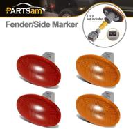 🚨 partsam dually bed fender clearance side marker lights cover lens with sockets - set of 2 amber + 2 red | aftermarket replacements compatible with f350 f450 f550 99-10 logo