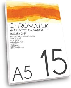 img 4 attached to Professional Watercolor Paper Pad, 5.8 x 8.3”, 15 Sheets, 300 🎨 GSM, Cold Pressed, Fine Grade - Ideal for Watercolor Pens and Water-Based Mediums