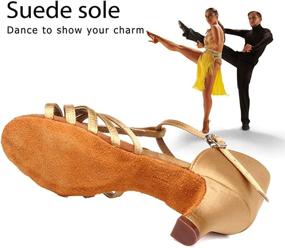 img 2 attached to SWDZM Women's Satin Latin Dance Shoes - Open Toe, Suede Sole - Professional Ballroom Salsa Chacha Practice Performance Dance Shoes Model-SS331