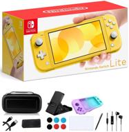 🎮 latest nintendo switch lite - 5.5" touchscreen display, plus control pad, built-in speakers, 3.5mm audio jack, 802.11ac wifi, bluetooth 4.1, lightweight, ipuzzle 9-in-1 carrying case – yellow logo