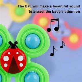 img 1 attached to 🛁 COSYOO Suction Cup Spinning Top Toy Baby Bath Toy 4 PCS, Spin Sucker Spinning Top Spinner Toy for Early Learning, Baby Toys