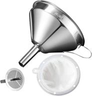 🥄 stainless steel kitchen funnel for bottle filling with strainer and 200 mesh filter - ideal for cooking oil, tea, grease, juice, and food straining - 5 inch mouth and 0.63 inch stem logo