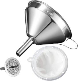 img 4 attached to 🥄 Stainless Steel Kitchen Funnel for Bottle Filling with Strainer and 200 Mesh Filter - Ideal for Cooking Oil, Tea, Grease, Juice, and Food Straining - 5 inch Mouth and 0.63 inch Stem