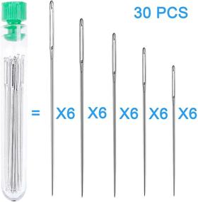 img 1 attached to 🧵 Premium Stainless Steel Sewing Needles Kit - 30 Pcs Large-Eye Stitching Sharp Thick Needles in 5 Sizes for Embroidery and Hand Sewing